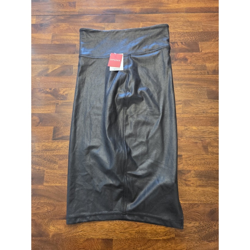 Spanx Faux Leather Pencil Skirt Women Black High Waisted   New‎ Size M SKU17